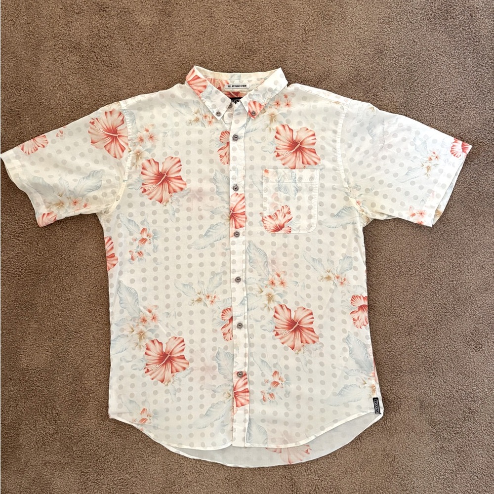 Ezekiel White and Red Floral Button Down Shirt